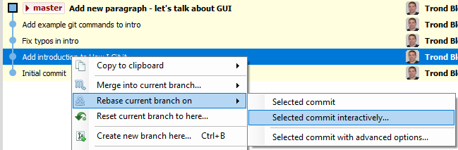 Rebase interactive using Git Extensions