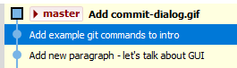 Git history with commit to be dropped