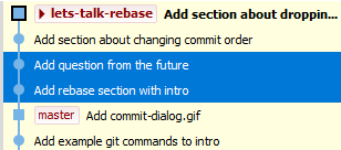 Commit graph showing two commits instead of earlier one